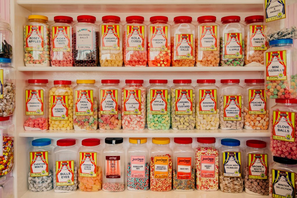 An array of colourful traditional sweets at The Sweet Jar Bognor Regis