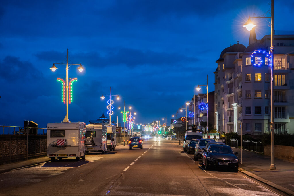 Colourful light displays along Bognor Regis seafront