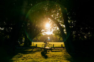 A cyclist at West Park, Bognor Regis. 24th May 2022.